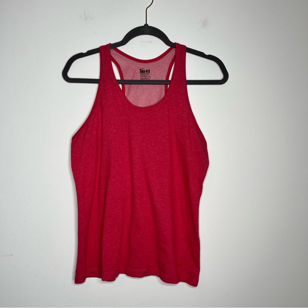 Nike Size Large Dri Fit Cotton Blend Lightweight Red Racerback Tank Top